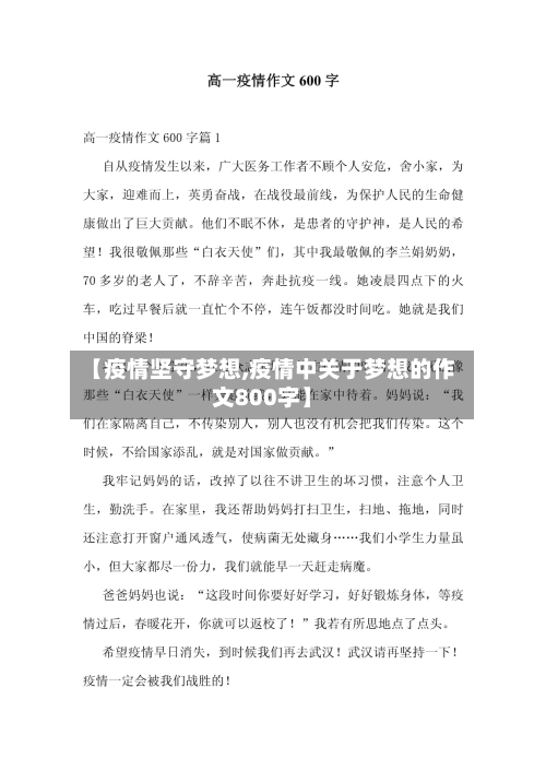 【疫情坚守梦想,疫情中关于梦想的作文800字】