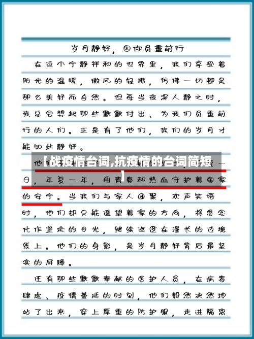 【战疫情台词,抗疫情的台词简短】-第3张图片
