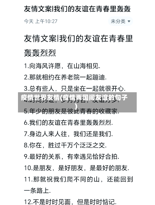 疫情世界友情(疫情两国间友谊的句子)
