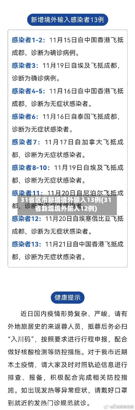 31省区市新增境外输入13例(31省新增境外输入12例)-第3张图片