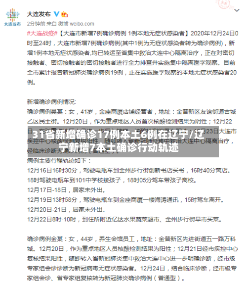 31省新增确诊17例本土6例在辽宁/辽宁新增7本土确诊行动轨迹-第2张图片